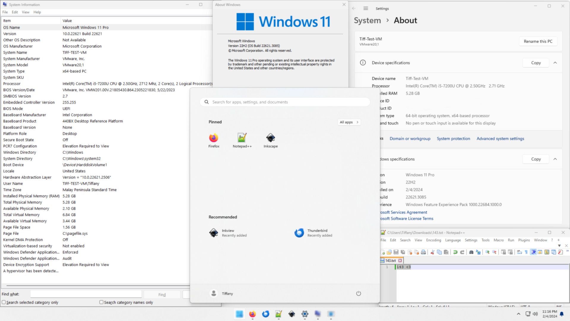 Скриншот Windows 11 с открытыми системными окнами